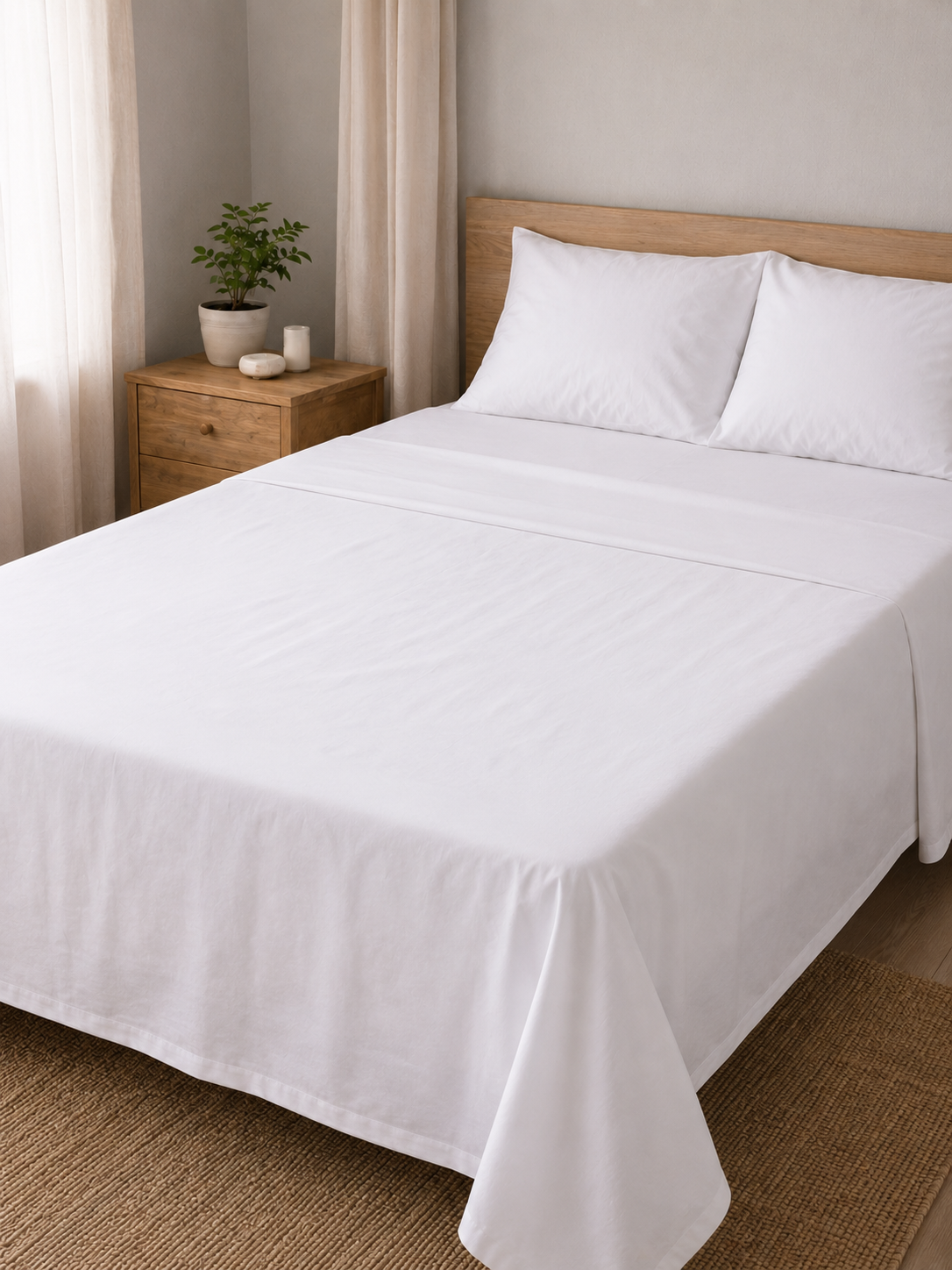 Pack of 2 white flat sheets - 270 x 280 cm