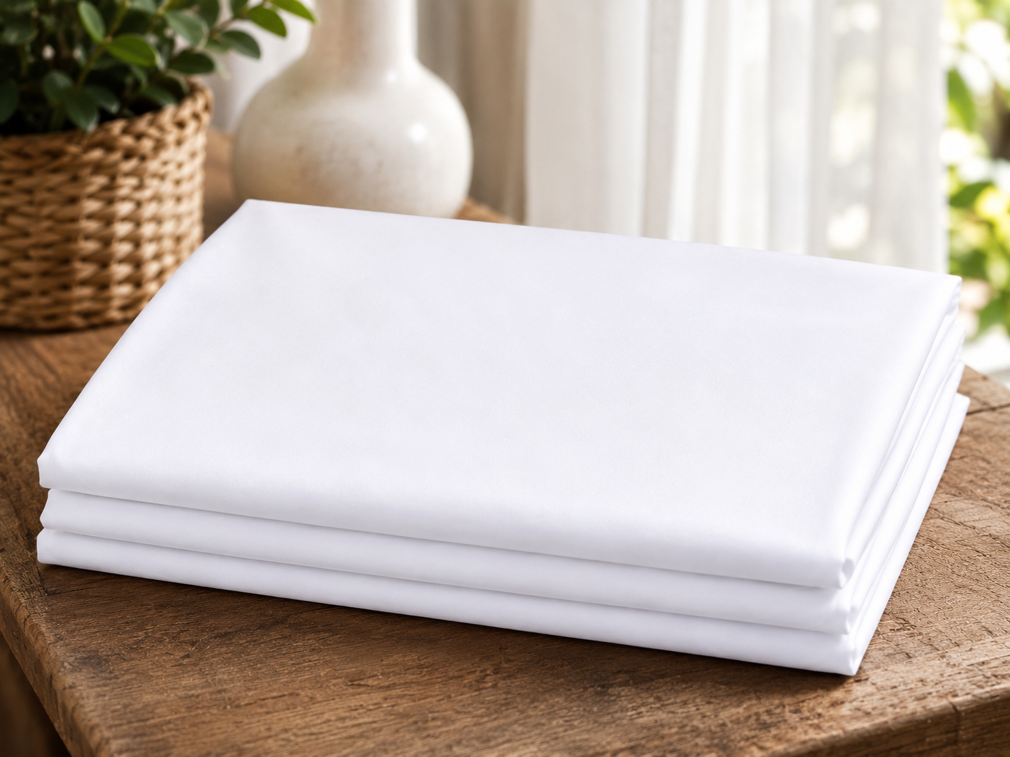 Pack of 2 white flat sheets - 270 x 280 cm