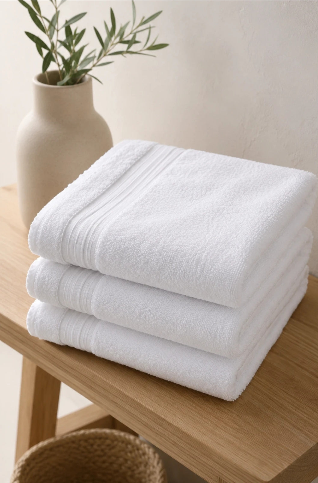 Lot de 3 serviettes de bain blanches 100x140 cm