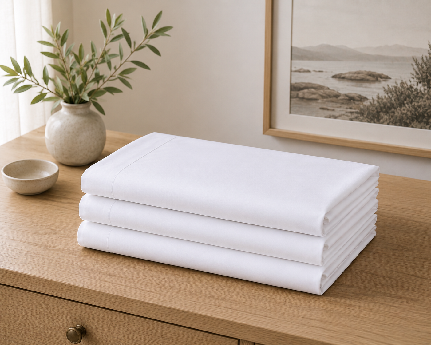 Lot de 3 housses de couette blanches 160 × 260 cm – Percale de coton