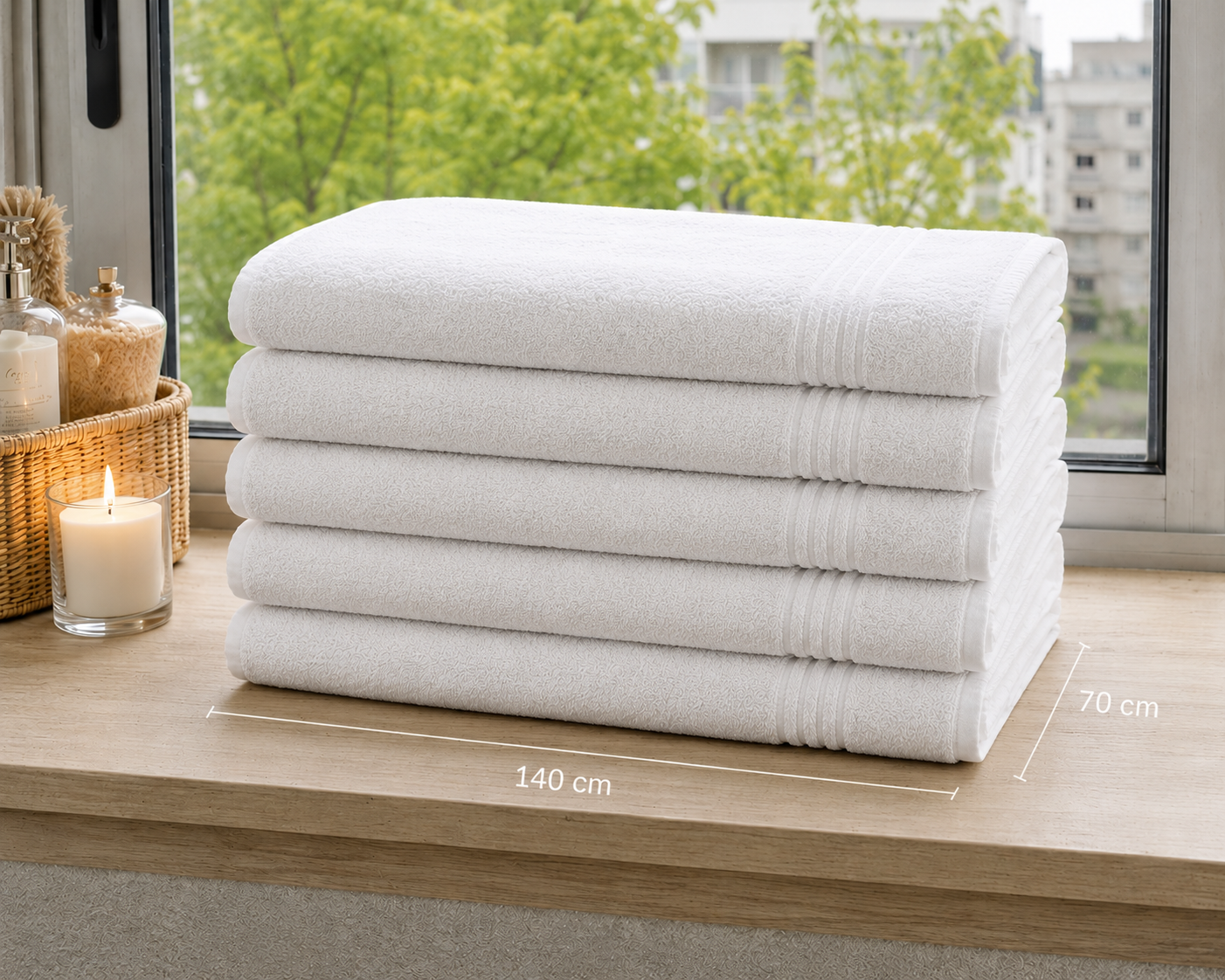 Set of 3 100% cotton towels – 170 × 40 cm – Hotel quality – Refurbished