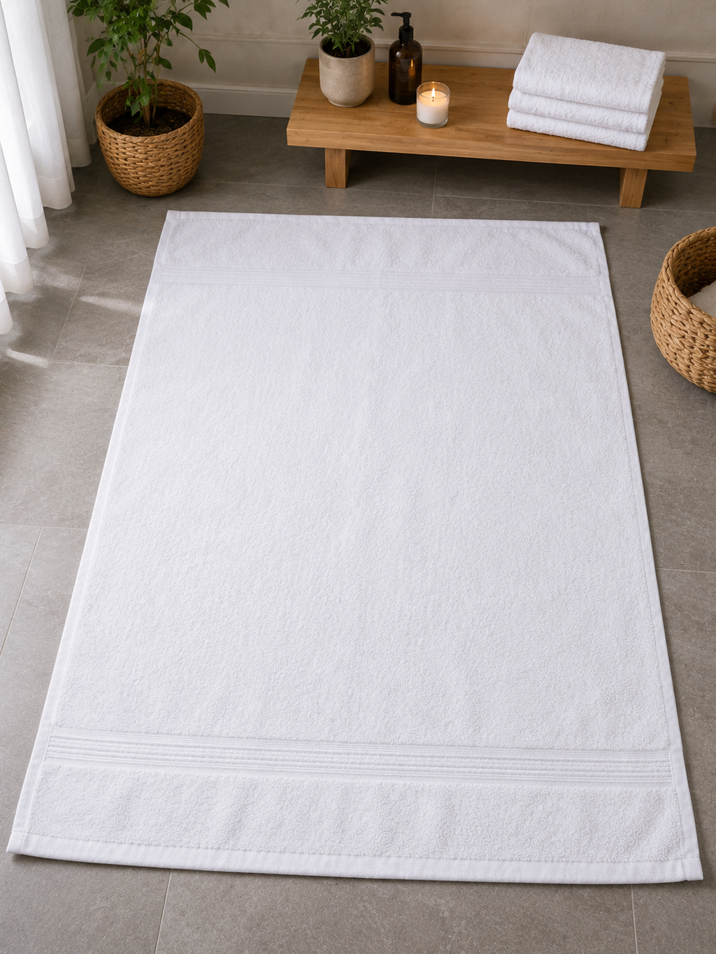 Lot de 3 serviettes de bain blanches 100x140 cm